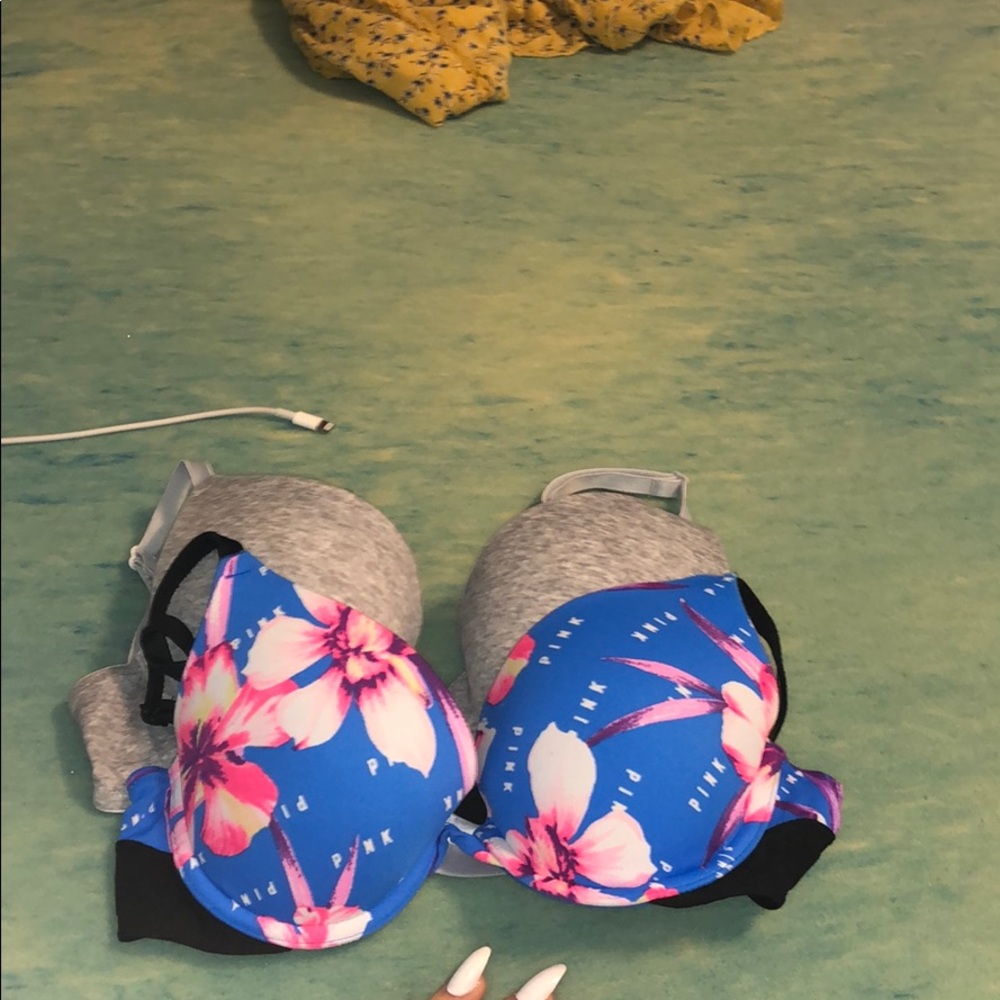 Two pink bras